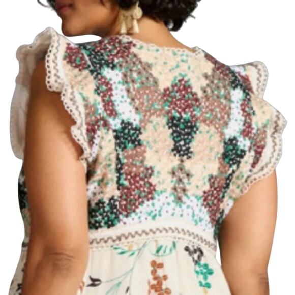Anthropologie Printed V-Neck Maxi Dress Size 6 / 18.5 PTP New w/ Tag MSRP $198 - Picture 4 of 16